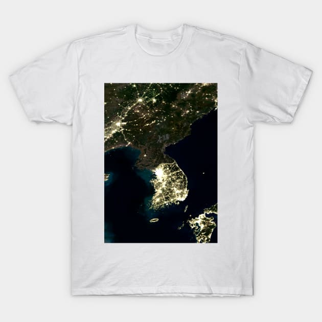 Korea at night, satellite image (C004/4096) T-Shirt by SciencePhoto